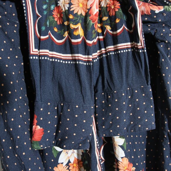 Farm Rio Floral Long Sleeve Shirt Blouse Button Up Floral Polka Dot Sz G / Large - Picture 6 of 15